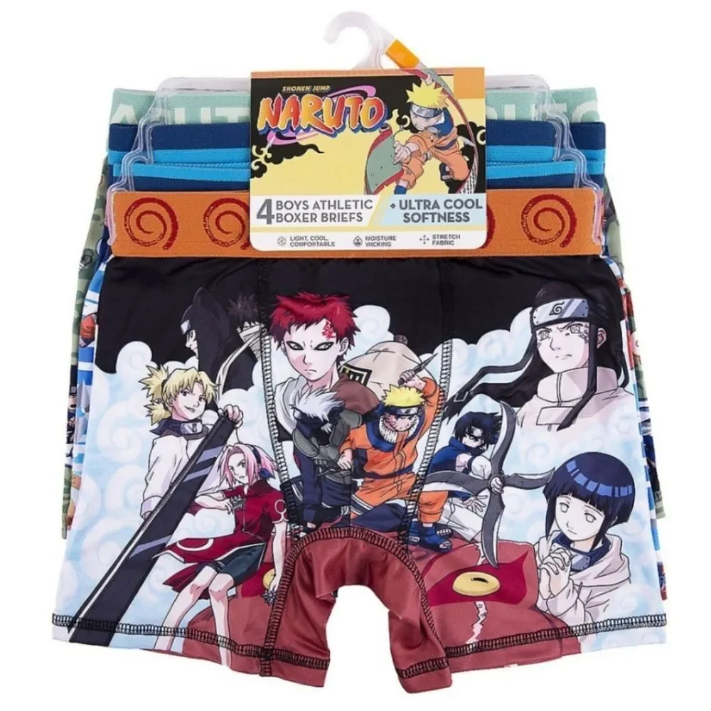 4 Pack Naruto Athletic Boxer Briefs Size 10